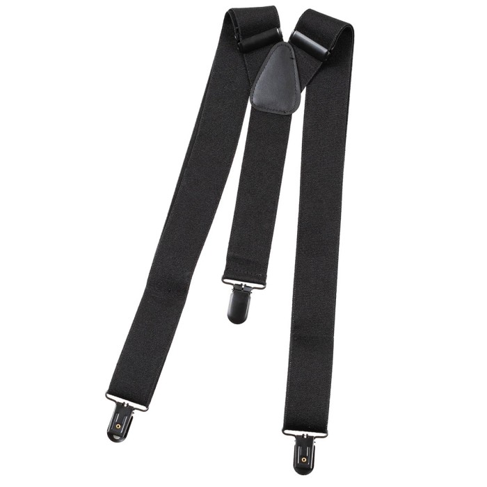 Suspenders, Y model, adjustable, 3 metal clips, black
